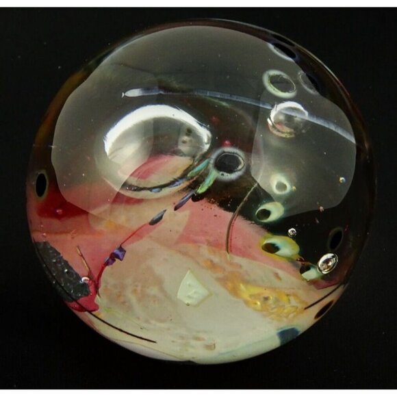 Ione Thorkelsson Signed Art Glass Paperweight 1995 Canadian Studio Abstract - Picture 5 of 16